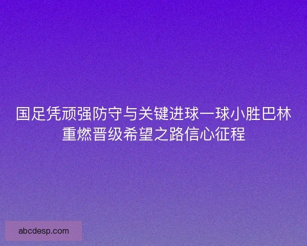 国足凭顽强防守与关键进球一球小胜巴林重燃晋级希望之路信心征程