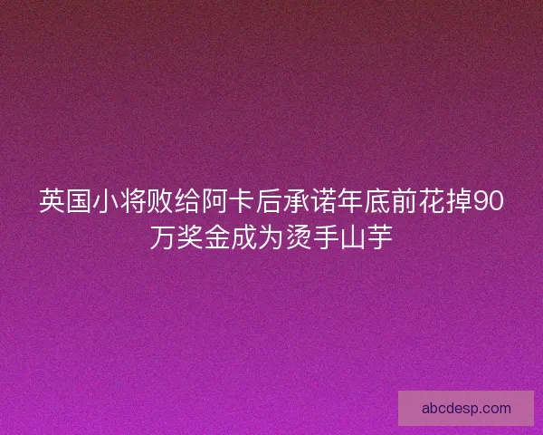 英国小将败给阿卡后承诺年底前花掉90万奖金成为烫手山芋